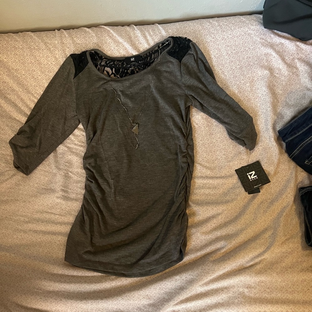New grey blouse with lace back